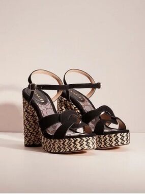Coach Talina Platform Braided Heel Sandals Size 7.5 Never Worn Retails $175